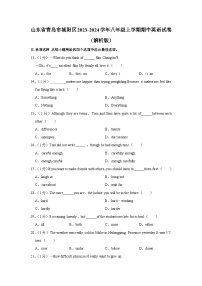 山东省青岛市城阳区2023-2024学年八年级上学期期中英语试卷