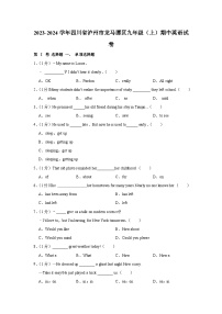 四川省泸州市龙马潭区2023-2024学年九年级上学期期中英语试卷