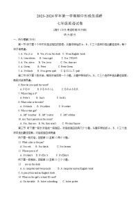 河南省洛阳市2023-2024学年七年级上学期期中英语试卷