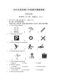 江苏省盐城景山中学2023-2024学年八年级上学期期中英语试卷