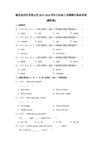 湖北省武汉市青山区2023-2024学年七年级上学期期中英语试卷