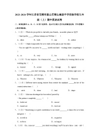 2023-2024学年江苏省无锡市惠山区锡山高级中学实验学校九年级上学期期中英语试卷（含答案）