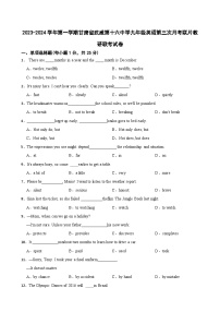 甘肃省武威市凉州区武威十六中学2023-2024学年九年级上学期11月英语月考联考试题