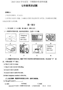 山东省枣庄市台儿庄区2023-2024学年七年级上学期期中英语试题