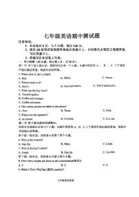 河南省平顶山市第九中学2023-2024学年七年级上学期11月期中英语试题