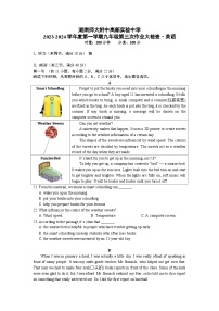 湖南省长沙市湖南师大附中高新实验中学2023-2024学年九年级上学期第三次月考英语试题