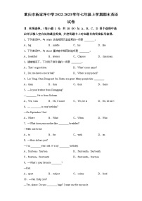 重庆市杨家坪中学2022-2023学年七年级上学期期末 英语试题（含解析）