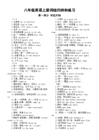 初中英语人教新目标八年级上册词组归纳和专项练习