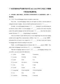 广东省河源市连平县教学协作区2023-2024学年九年级上学期期中英语试卷