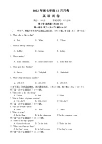 四川省达州市渠县宝城镇初级中学2023-2024学年七年级上学期12月月考英语试题