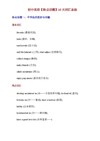 【全套精品学案】中考英语人教版九年级下册期末复习_初中英语【热点话题】10大词汇总结