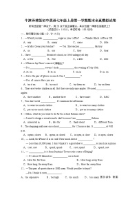 50，江苏省徐州市树人中学2023-2024学年牛津译林版七年级上学期期末全真模拟试英语试卷