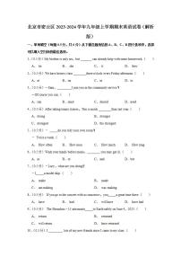 北京市密云区2023-2024学年九年级上学期期末英语试卷+