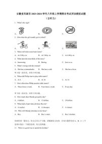 安徽省芜湖市2023-2024学年八年级上学期期末考试英语模拟试题（含听力）含答案