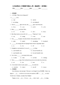 七年级英语上学期期中测试A卷（基础卷）-七年级英语上学期期中热点题型专练（人教版）