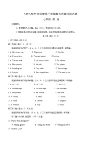 重庆市合川区2022-2023学年七年级下学期期末质量检测英语试题（含答案）