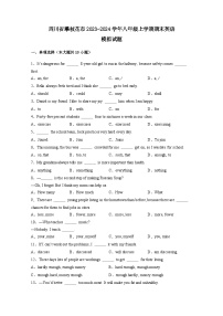 四川省攀枝花市2023-2024学年八年级上册期末英语模拟试题（附答案）