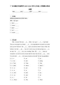 广东省肇庆市高要区2023-2024学年七年级上学期期末英语试题(含答案)