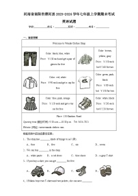 河南省南阳市唐河县2023-2024学年七年级上学期期末考试英语试题(含答案)