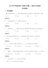 2024年中考英语备考二轮复习专题二：冠词之不定冠词(文字版+解析)