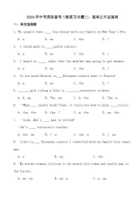 2024年中考英语备考二轮复习专题二：冠词之不定冠词