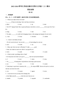 江苏省无锡市江阴市2023-2024学年九年级上学期期末英语试题（原卷+解析）