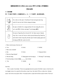 湖南省邵阳市大祥区2023-2024学年七年级上学期期末英语试题（原卷版+解析版）