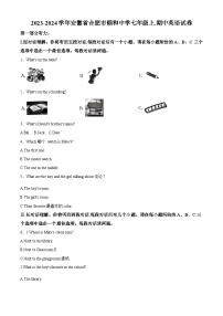 安徽省合肥市颐和中学2023-2024学年七年级上学期期中英语试卷（原卷版+解析版）