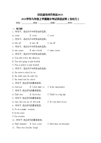 河北省沧州市青县2023-2024学年九年级上学期期末考试英语试卷(含答案)