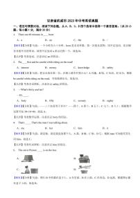甘肃省武威市2023年中考英语试题（附真题解析）
