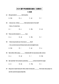 2024届中考英语语法速练【12冠词】