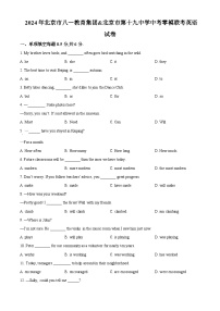 2024年北京市八一教育集团&北京市第十九中学中考零模联考英语试题（原卷版+解析版）