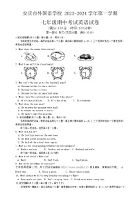 06，安徽省安庆市大观区外国语学校2023-2024学年七年级下学期4月期中英语试题