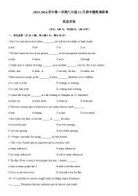 江苏省苏州市2023-2024学年九年级上学期11月期中摸底调研英语试卷含答案