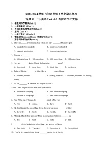 专题11 七下英语Units1-8考前语法过关练-2023-2024学年七年级英语下学期期末复习题型专练（江苏专用）