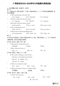 河南省郑州市郑州枫杨外国语学校、郑州东枫外国语学校2023-2024学年七年级下学期5月期中英语试题