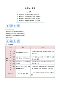 【暑假自学课】2024年新八年级英语暑假提升精品讲义（人教版）-专题01 名词（原卷版+解析版）