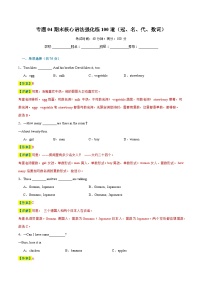 专题04 期末核心语法强化练100道（冠、名、代、数词）-2023-2024学年七年级英语上学期期末复习重难点突破（人教版）（解析版）