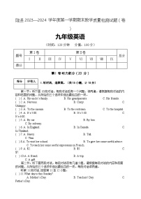 2023-2024学年陕西省宝鸡市陇县九年级（上）期末英语试卷