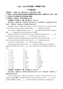 广东省韶关市翁源县2023-2024学年九年级上学期11月期中英语试题