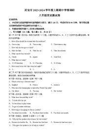 河南省三门峡市灵宝市2023-2024学年八年级上学期期中英语试题