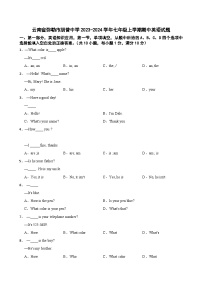 云南省弥勒市朋普中学2023-2024学年七年级上学期期中考试英语试题