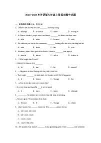 2024-2025学年外研版九年级上册英语期中试题