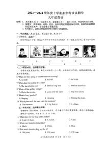 岑溪市2023-2024年上学期九年级英语期中试卷