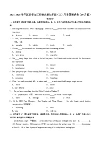 江西省九江市修水县2024-2025学年九年级上学期10月月考英语试卷