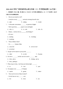 广西河池市凤山县2024-2025学年上学期九年级 月考英语试卷（10月份）