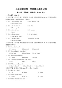 山东省滕州北辛中学通盛路校区2024-2025学年七年级上学期期中模拟英语试题