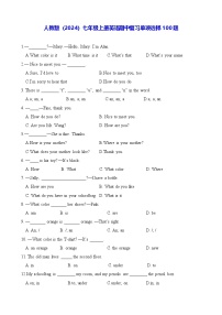 人教版（2024）七年级上册英语期中复习单项选择100题练习题（含答案）