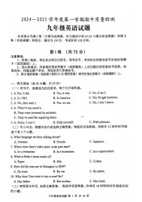 山东省泰安市东平县2024-2025学年九年级上学期11月期中考试英语试题
