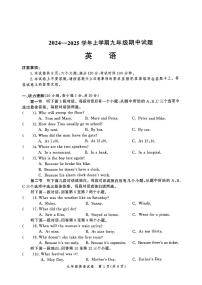河南省郑州地区2024-2025学年上学期九年级期中考试英语试卷